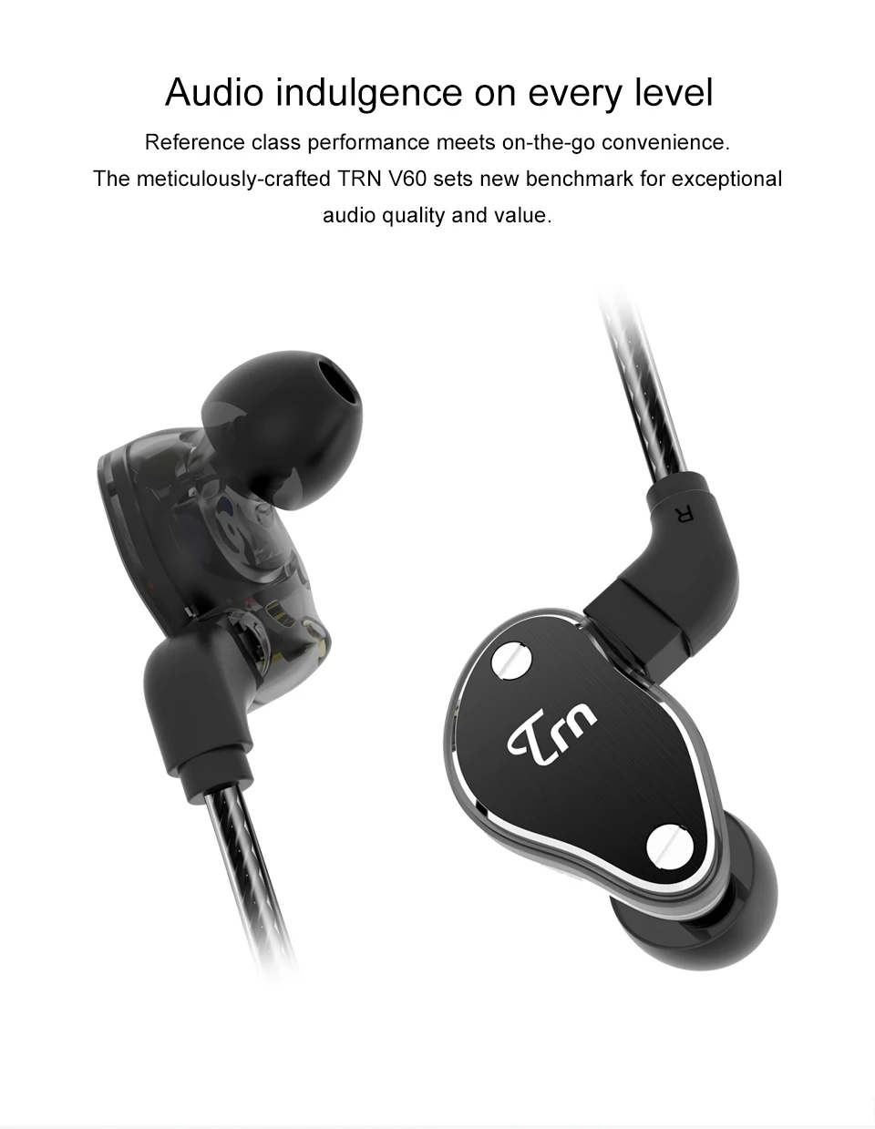 TRN V60 1BA+ 2DD гибридные наушники-вкладыши Hi-Fi DJ Monito спортивные наушники для бега наушники с 2PIN Съемная TRN V20
