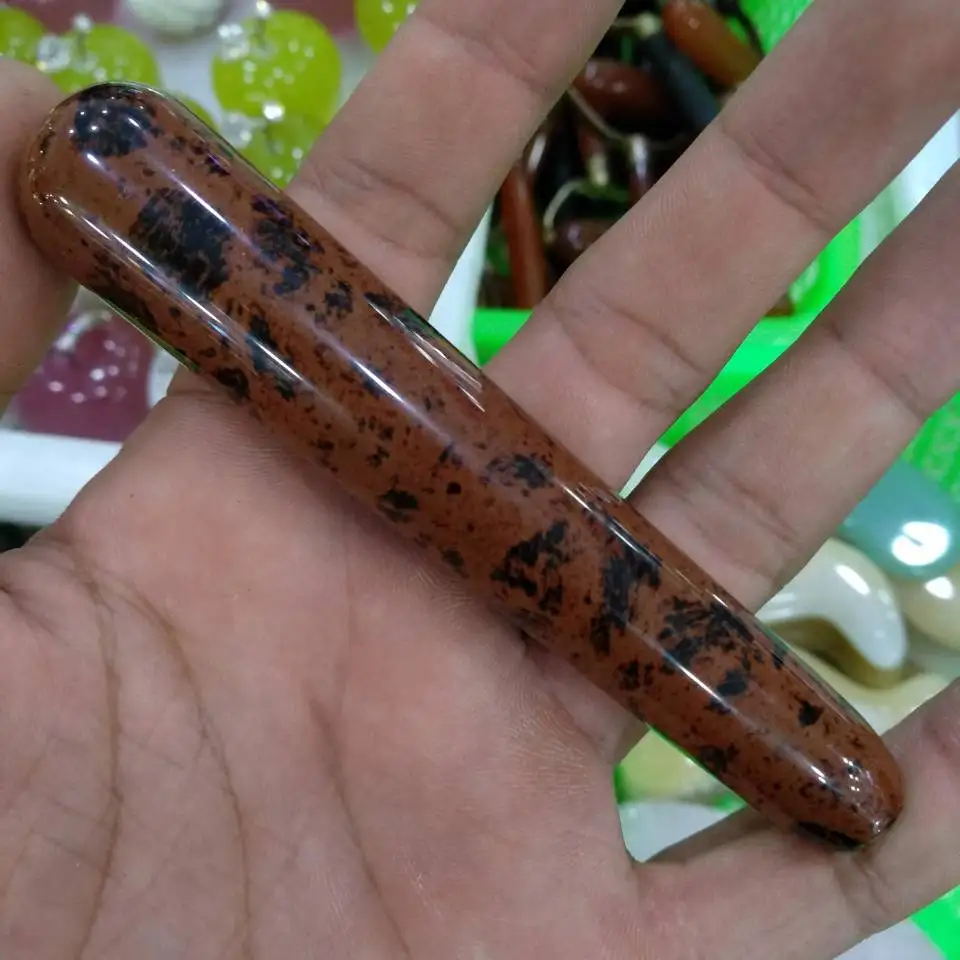 

Natural red obsidian crystal massage stick for female health care treatment