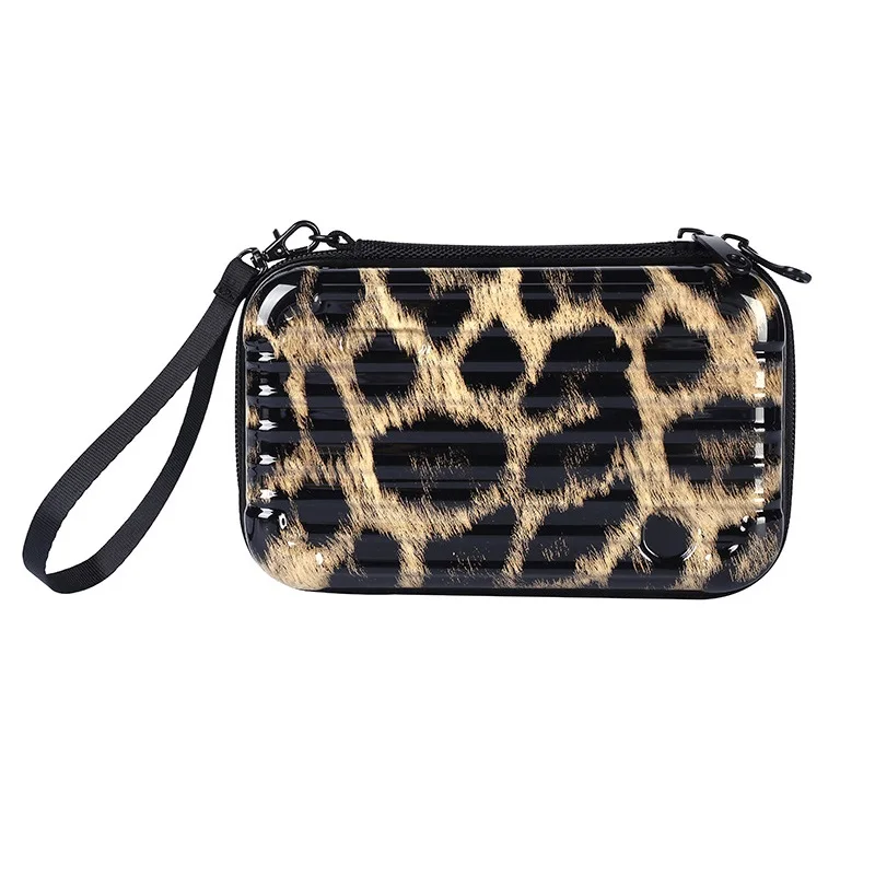 leopard print Миничемоданчик косметичка Женская дорожная водонепроницаемая сумка для хранения туалетных принадлежностей разноцветный ABC+ PC Shell Органайзер туалетный Макияж сумка - Цвет: leopard print