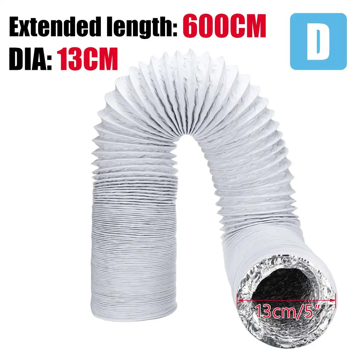 DIA13cm 6m Hose Al Портативный кондиционер аксессуары оконная плита двери/окна уплотнение ткань адаптер выхлопной трубы шланга кондиционер запчасти - Цвет: DIA13cm 6m Hose Al