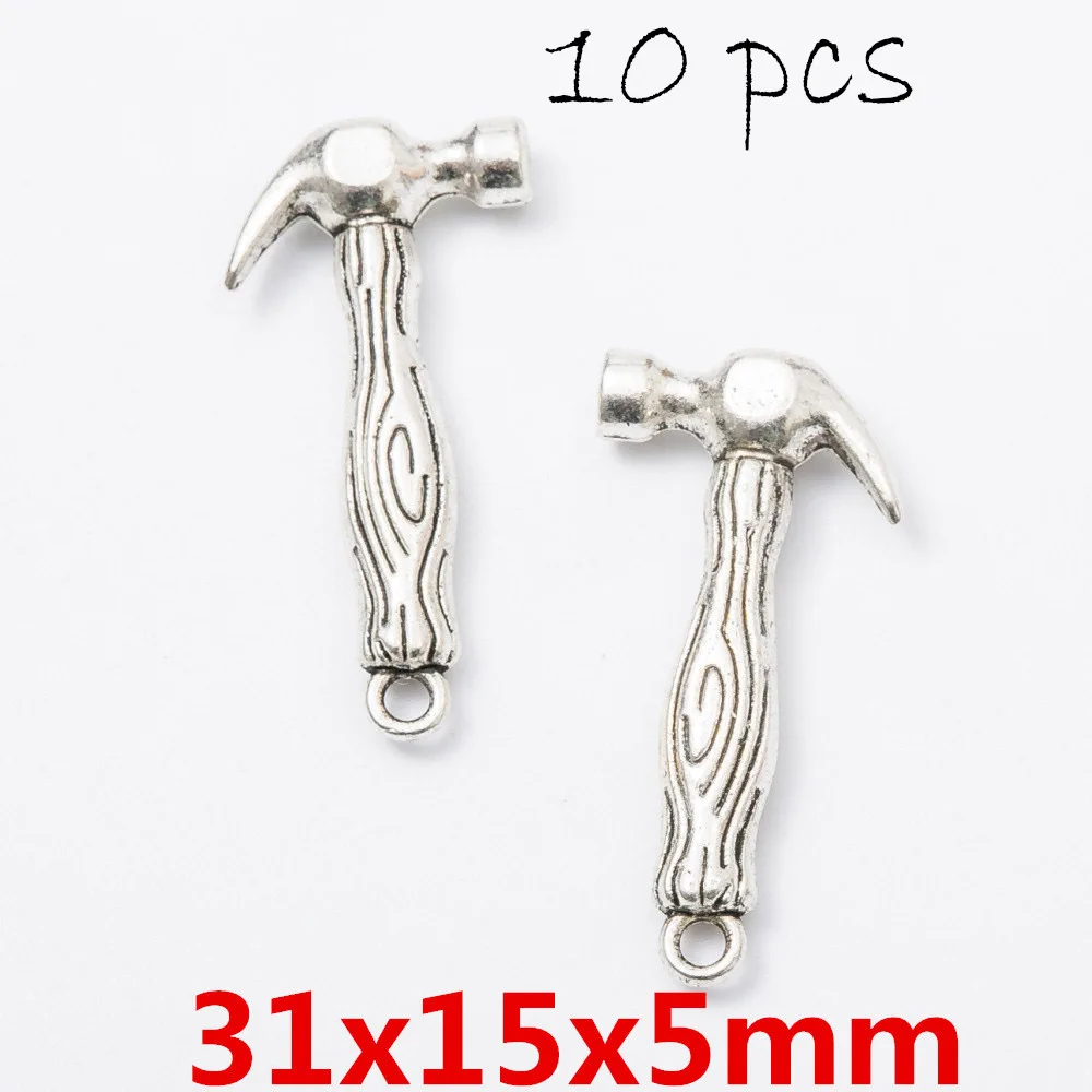 10pcs - hammer1 DIY Подвески для изготовления украшений инструменты форма цинковый сплав античный посеребренный ручной работы подвески ожерелье браслет брелок аксессуары - Окраска металла: 10pcs - hammer1
