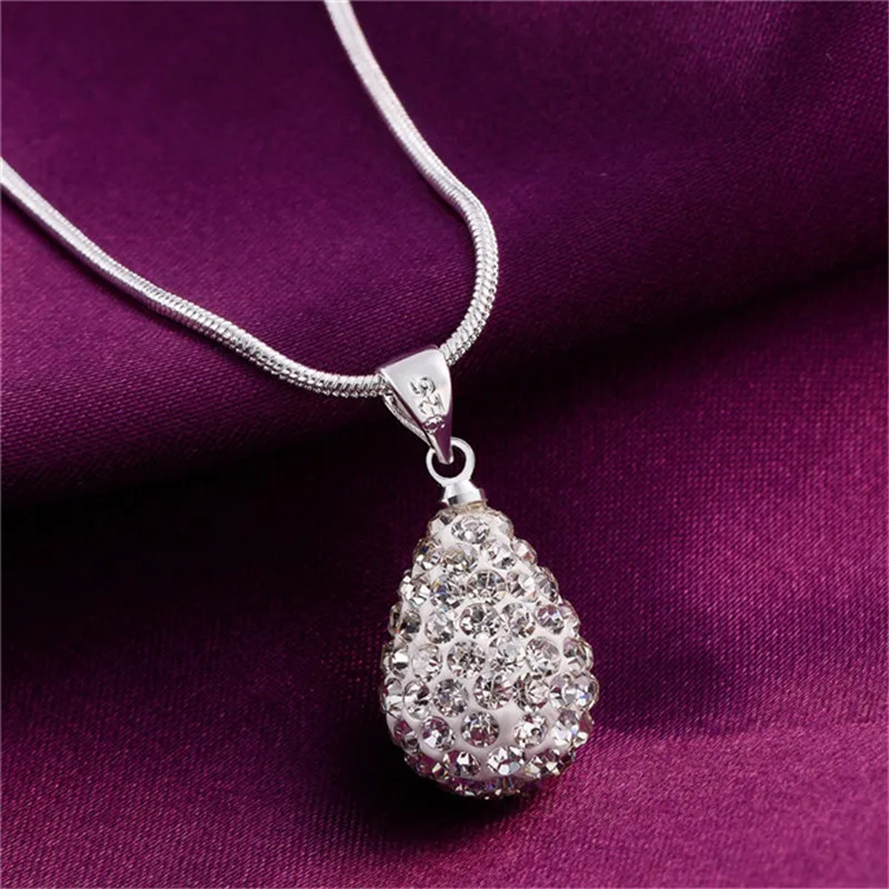 Фото Женское Ожерелье с кулоном из циркония серебристого цвета | Украшения и