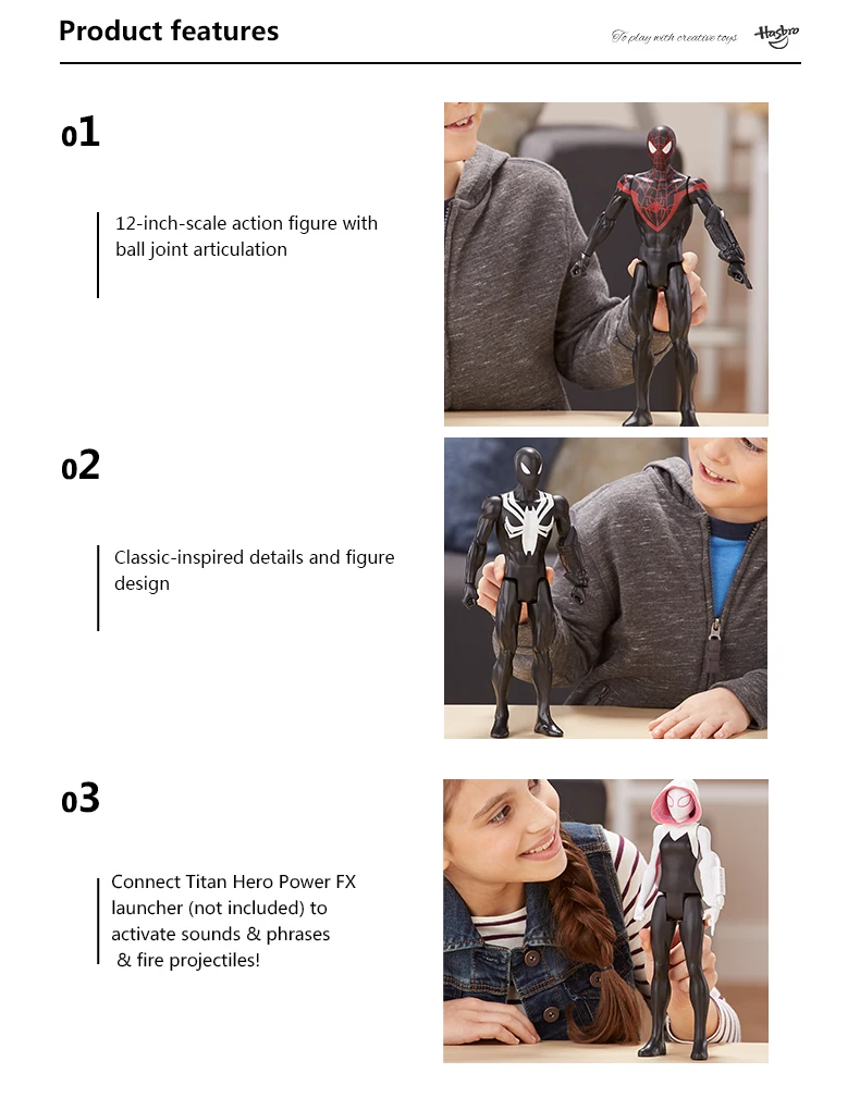 Hasbro Человек-паук серия Гвен Майлз Моралес Marvels алый паук бронированный черный костюм для девочек и мальчиков