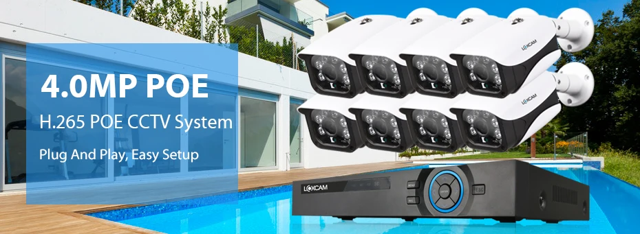 H.265 CCTV система NVR 8CH 4MP POE NVR комплект 8 шт Открытый Водонепроницаемый массив 4MP POE безопасности IP Камера P2P видео набор для наблюдения