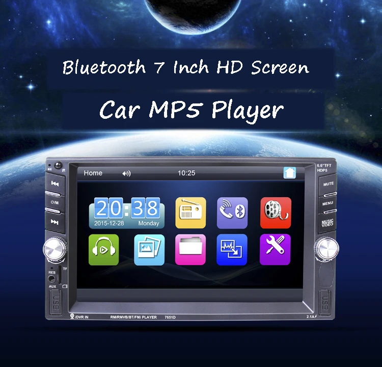 12 языков Зеркало Ссылка экран 2 Din USB Bluetooth с камерой MP5 плеер для Android телефона