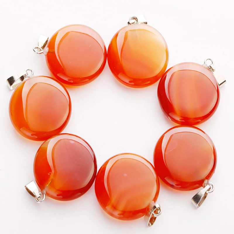 Red Onyx Круглый кулон натуральный кристалл Кварцевый камень кулон для изготовления ювелирных изделий 30 шт./лот Высокое качество 20 мм Подвески - Окраска металла: Red Onyx