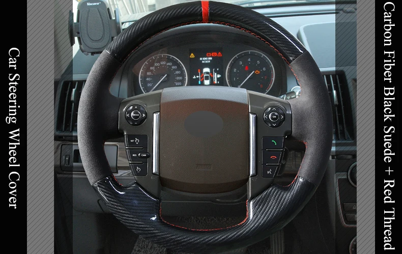 LQTENLEO углеродное волокно черная замша DIY ручной сшитый чехол рулевого колеса автомобиля для Land Rover freelander 2 2013