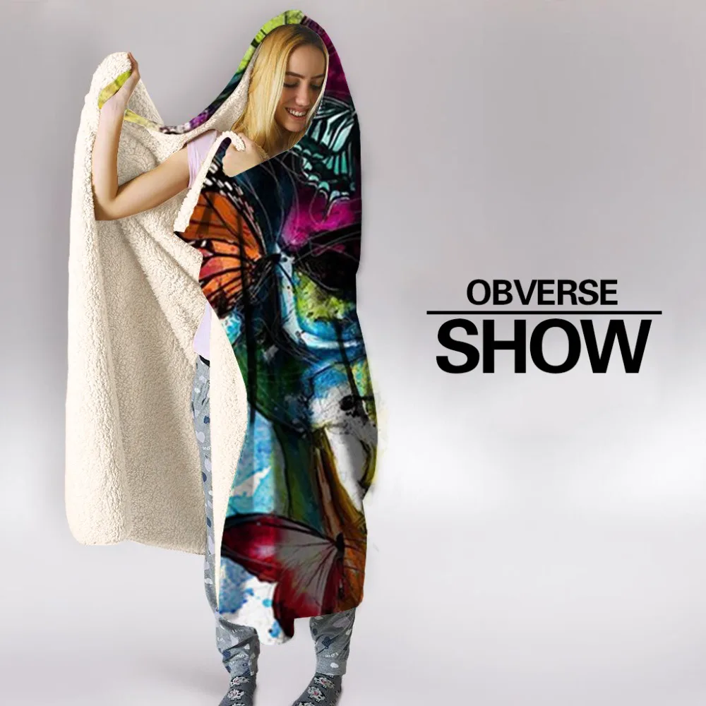 Цветное одеяло с капюшоном и бабочками постельное белье аниме фирменное