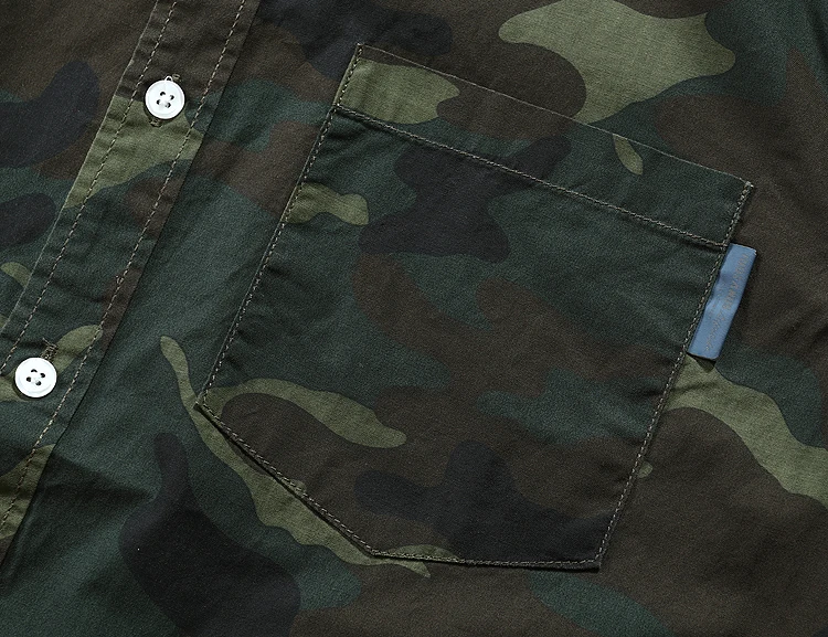 Мужские модные повседневные Длинные рукава Camo платье рубашка хлопок военные
