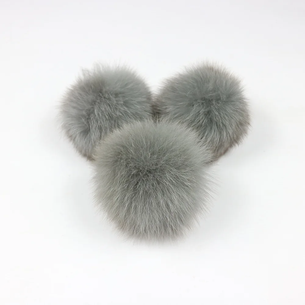 grey 5 шт./лот натуральный шарик из меха лисы DIY Аксессуары Одежда обувь шапки лисий мех помпоны меховые шарики Окрашенные Натуральный мех помпон - Цвет: grey