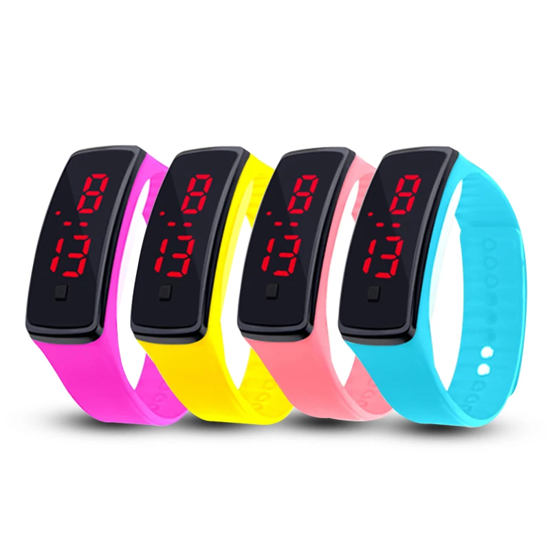 Часы мужские и женские силиконовые повседневные спортивные цифровые с красным