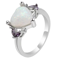2019 new love heart design white opal wedding engagement ring accessorise silver color ring cute elegant style rings for women