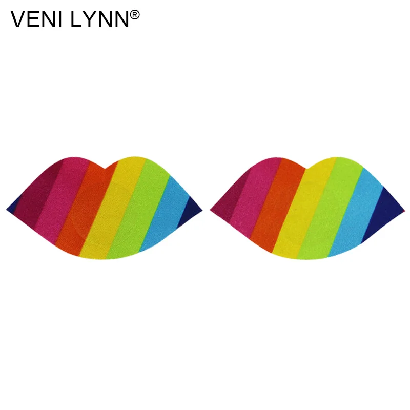 VENI LYNN 5 пар радужных лент Одноразовые наклейки на соски лепестки груди Череп
