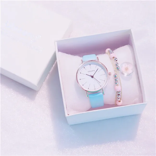 Sky blue Модные женские часы повседневные тонкие минимализм женские часы кожаный ремешок Кварцевые водонепроницаемые женские наручные часы - Color: Sky blue