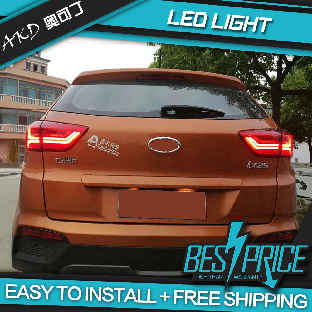 AKD Тюнинг автомобилей задние фонари для hyundai ix25 Creta 15-16 задние фонари светодиодный DRL ходовые огни Противотуманные фары с ангельскими глазками задняя парковка