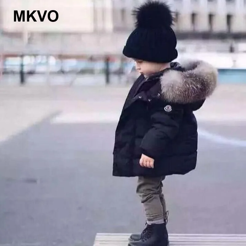 Верхняя одежда для мальчиков и девочек повседневная черная длинная толстая