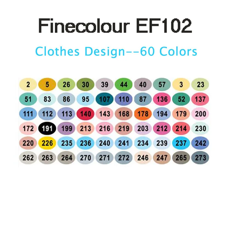 60 clothes Finecolour EF102 двухсторонняя 72 цвета Кисть ручка искусство маркеры профессиональные для искусства эскиз окраска живопись манга и дизайн - Цвет: 60 clothes