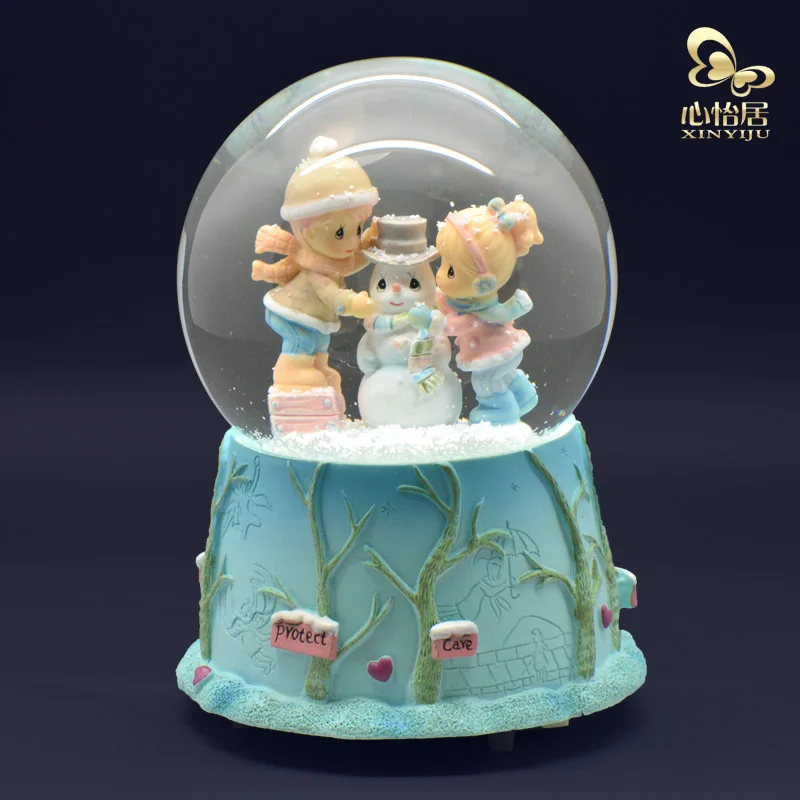 Zm световая вращающаяся плавающая белая музыкальная шкатулка снежный глобус для