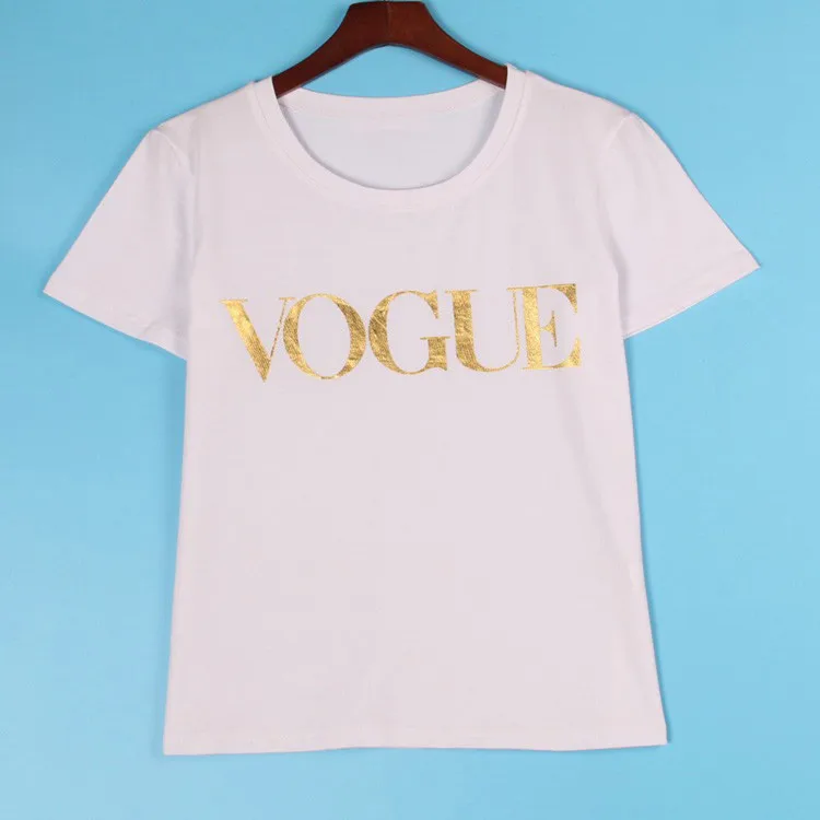 Summer Short Sleeve Black Top 2018 Casual Loose VOGUE Letter Printed Womens T Shirt Tops O-Neck Fashion Tshirt Women Cotton | Женская
