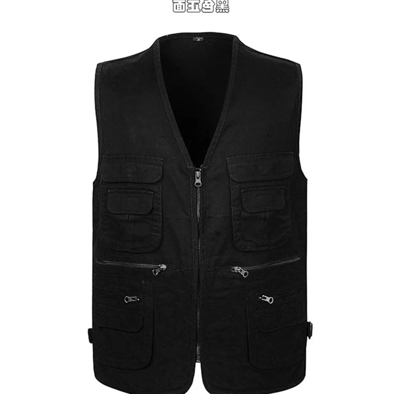 B 2021 New Brand Male Vest Men Colete Masculino Casual Mesh Waistcoat Plus Size 5XL Loose Multi-pockets Photography | Мужская одежда