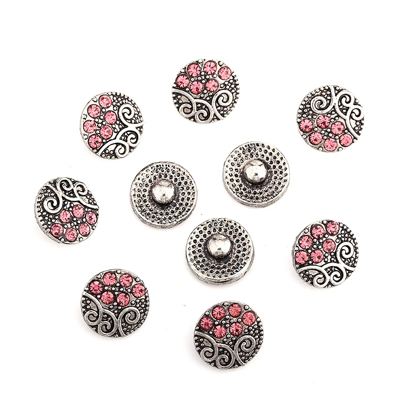 6 шт./лот резные оснастку Кнопки металлическими стразами камень изделия Fit 12 мм DIY