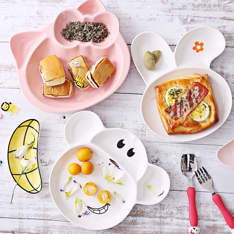 Обучающая миска для кормления детей ясельного возраста с ложкой мультяшная