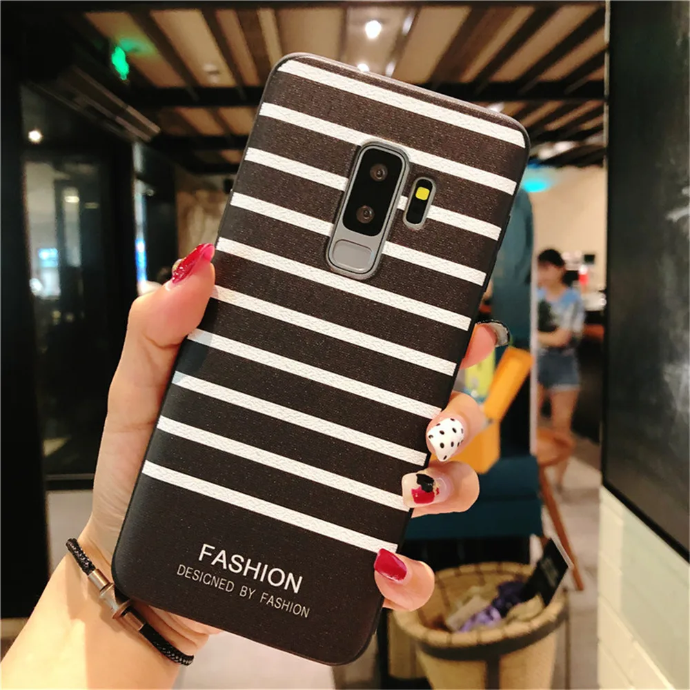 Wrist Strap for Samsung S10 S9 S8 Plus Note 8 9 Phone Case stripe Patterned Cases Galaxy A2345670 M20 Soft Covers |