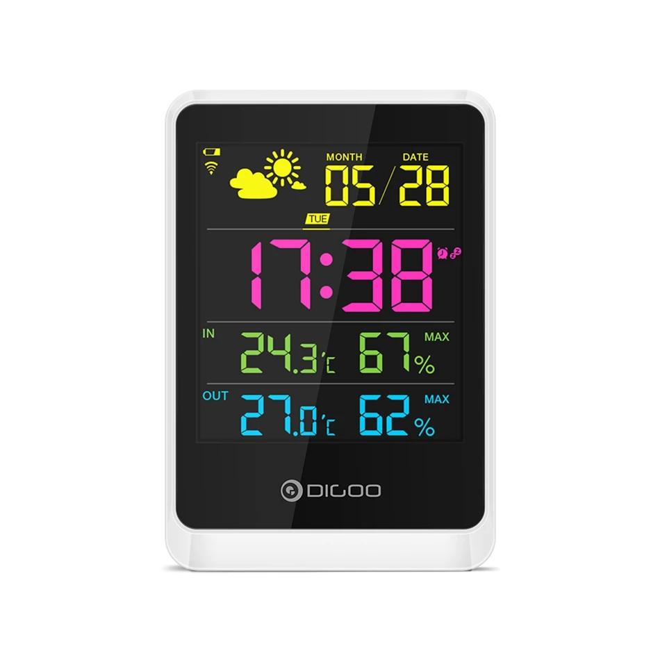 DIGOO DG-TH11200 HD красочные мини Метеостанция термометр гигрометр Температура Влажность сенсор часы с функцией повтора