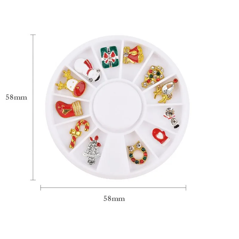 1 колесо Рождественский дизайн ногтей искусственный сплав искусство наклейки