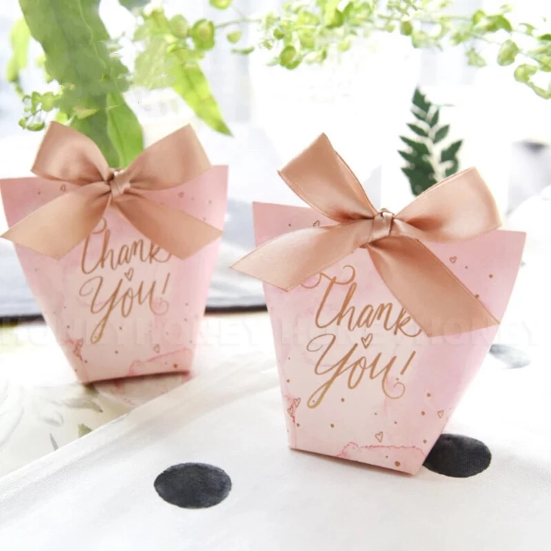 100 шт милые розовые сердца Любовь Свадебные сувениры конфеты коробки Bomboniere