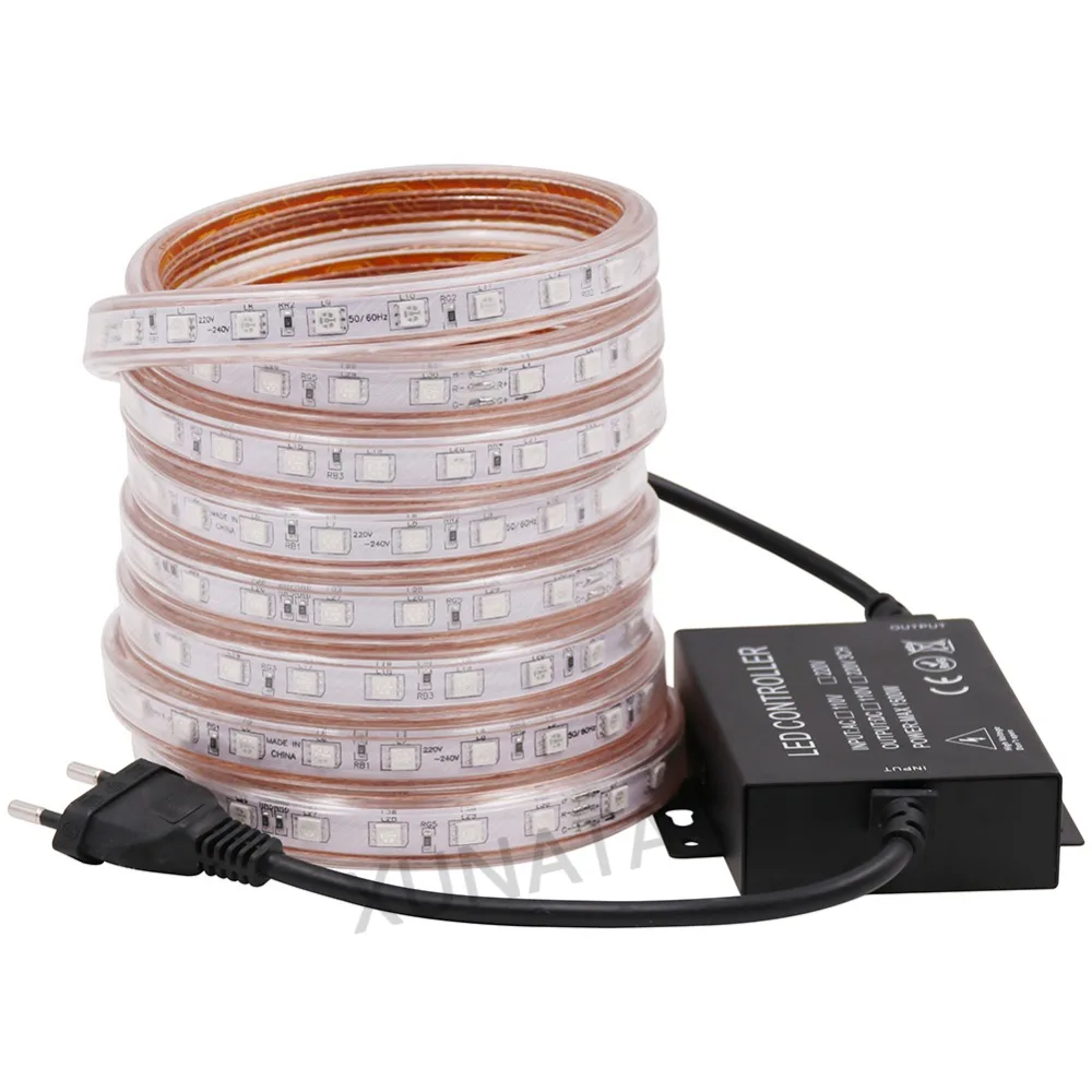 5050 RGB Светодиодная лента 60 Светодиодный s/m водонепроницаемый гибкий RGB светодиодный светильник наружная струнная лампа с сенсорным контроллером 220V EU/UK 110V US
