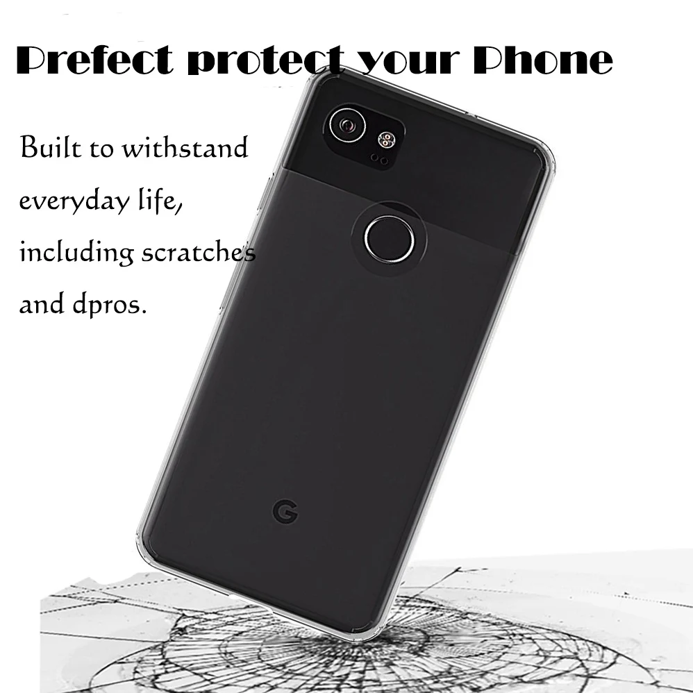 Прозрачный защитный чехол премиум класса для Google Pixel 2 амортизирующий бампер из