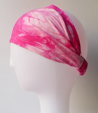 Hot Pink BOHO Tie Dye повязка на голову из хлопка бандана Тюрбан повязка на голову эластичная для женщин и девушек повязки для волос аксессуары для волос повязка - Цвет: Hot Pink