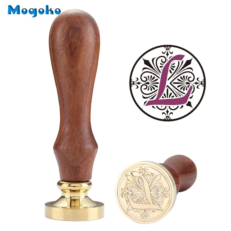 Mogoko 1x винтажная деревянная ручка Ирисы буквы Алфавит воск значок печать воск 26 букв A-Z Скрапбукинг Декор