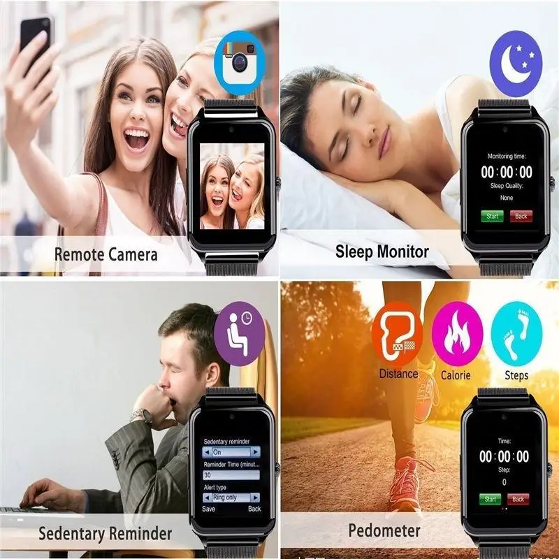 Смарт-часы для мужчин и женщин Bluetooth фитнес-трекер металлический ремешок