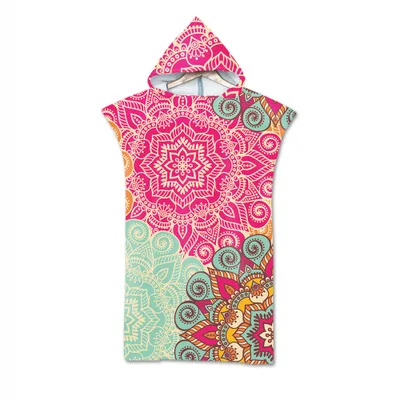 C Bohemian Printed Microfiber Bath Beach Towel with Hood Hooded Towel Poncho for Swimming Beach Surf Man Woman Bathrobe Beachwear - Цвет: C