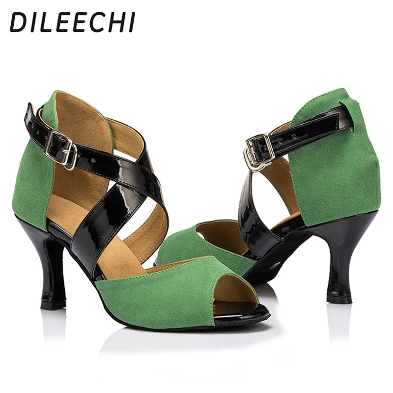 DILEECHI брендовая зеленая женская обувь для танцев бальных сальсы | Спорт и