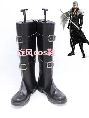 FF 7 Sephiroth/черные длинные ботинки для костюмированной вечеринки|Туфли| |