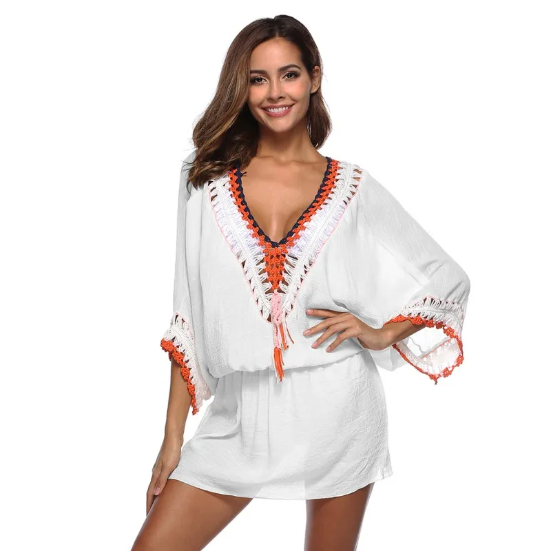 Женское сексуальное комбинированное бикини с v образным вырезом и рукавами