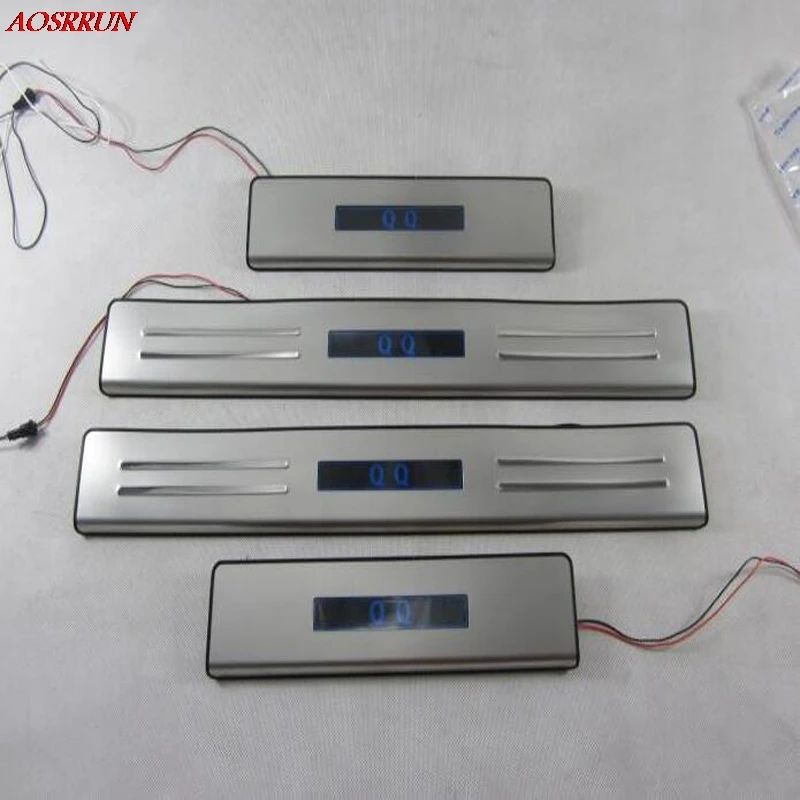 

car accessories car-styling Stainless Steel Door Sill Scuff Plate LED car-covers For Chery QQ 2013 2014 2015 3D sticker 4PCS