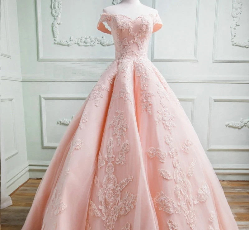 Женское вечернее платье трапециевидной формы с кружевной аппликацией Tull розовое