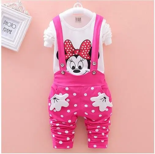 Retail!children clothes suit baby boy and girls spring autumn cartoon Minnie pure cotton long sleeve t-shirt+ pants 2 piece | Детская