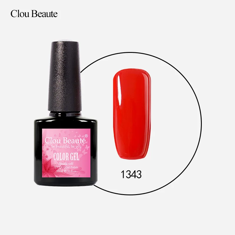 Clou Beaute, 10 мл, замачиваемый Гель-лак для ногтей, горячая Распродажа, телесные цвета, зеленый, розовый, красный лак для ногтей, Гель-лак для ногтей, долговечный дизайн ногтей - Цвет: 1343