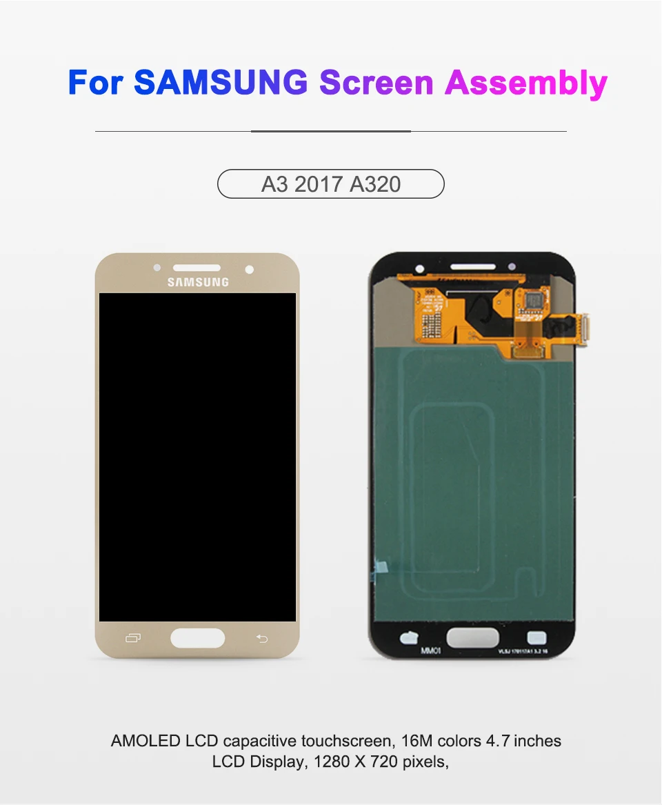ЖК-дисплей 4," A320 A320F для SAMSUNG Galaxy A3, ЖК-дисплей, сенсорный экран, дигитайзер A320M, SM-A320F, Замена ЖК-дисплея