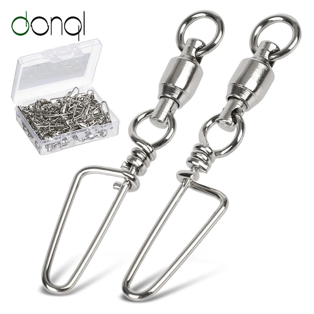 

DONQL 10/20/50pcs Fishing Swivels Snap Connector 0#-6# Ball Rolling Swivel Bearing For Fishhook Lure Carp Fishing Tool