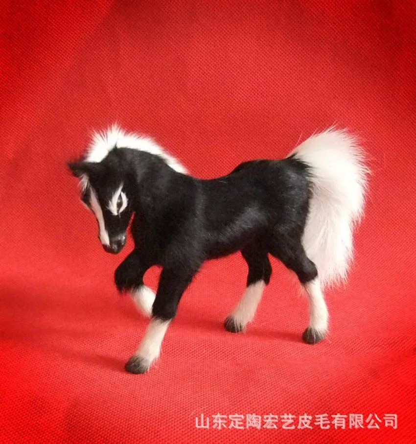Милая маленькая черная игрушечная лошадка, Реалистичная лошадка с куклой, подарок около 11x4x10 см