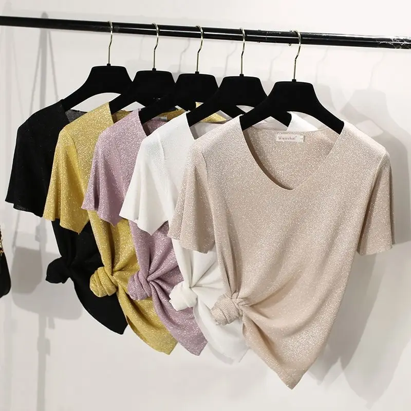 Женская свободная футболка с коротким рукавом Модная трикотажная Новинка лета