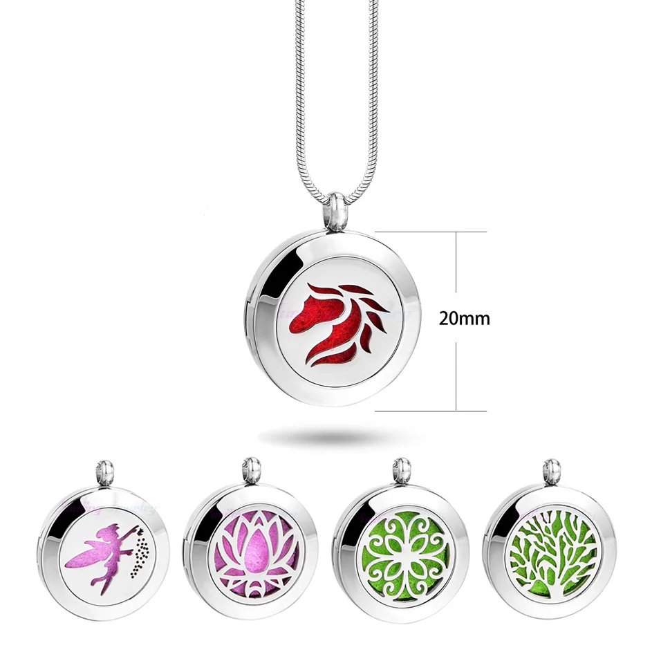 Ожерелье медальон из нержавеющей стали для ароматерапии 20 мм|diffuser necklace|locket