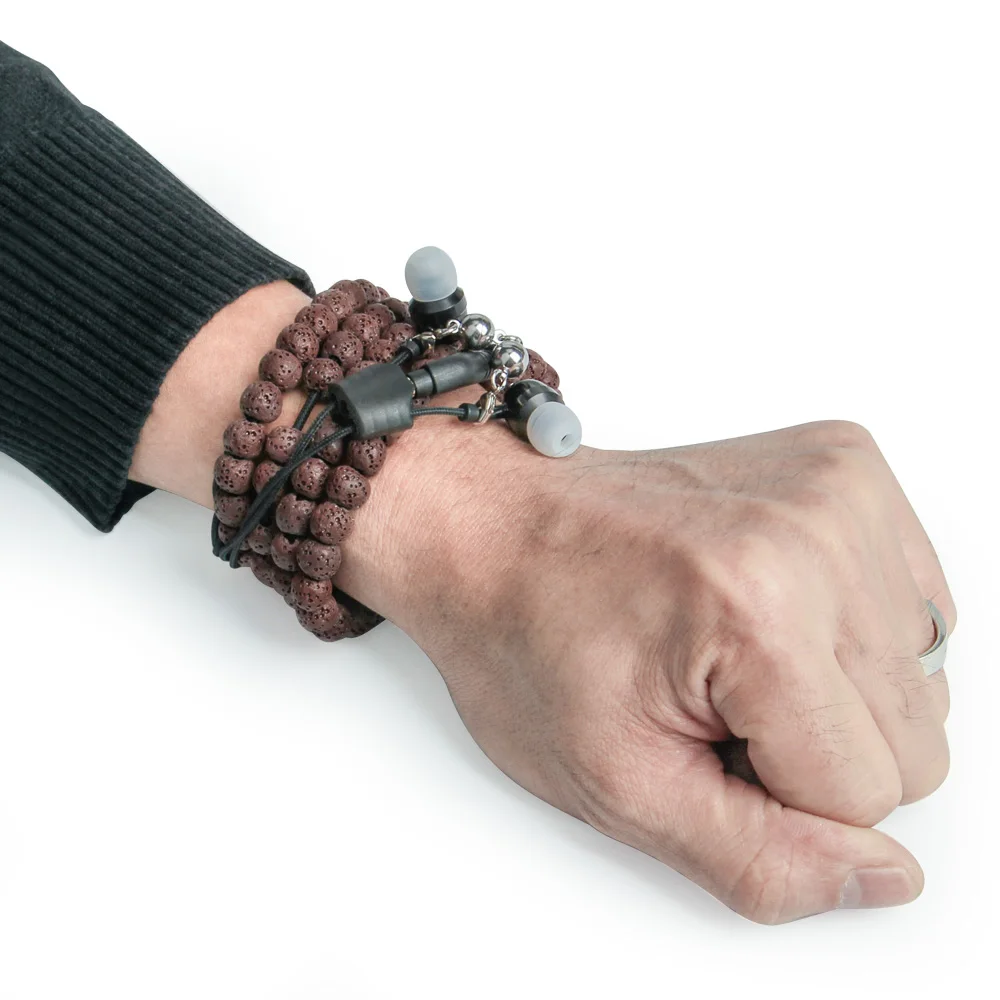 3 5 мм проводной браслет наушники с микрофоном цветной вулканический камень Ткань