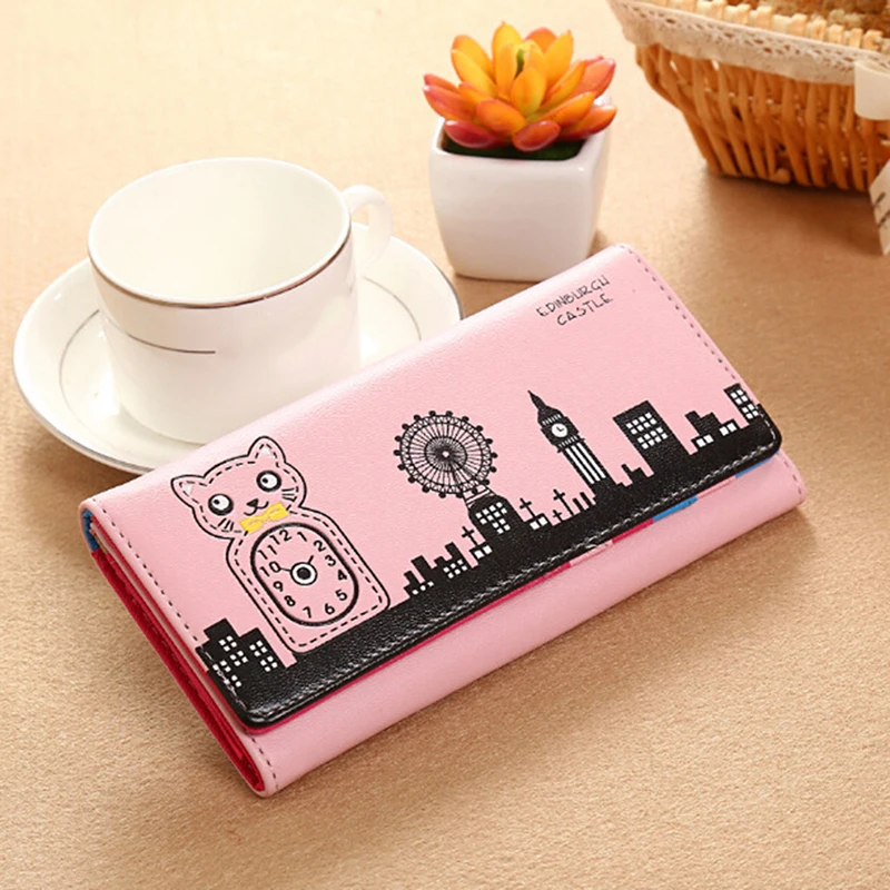 Ms портмоне держатель для карт сумка милые женские кошельки с рисунком кота из